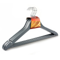 Assessed Supplier LINDON 4 Pack Flat Non Slip Notches Shoulder Smooth Grey Wood Suit Clothes Hangers with Round Pant Bar